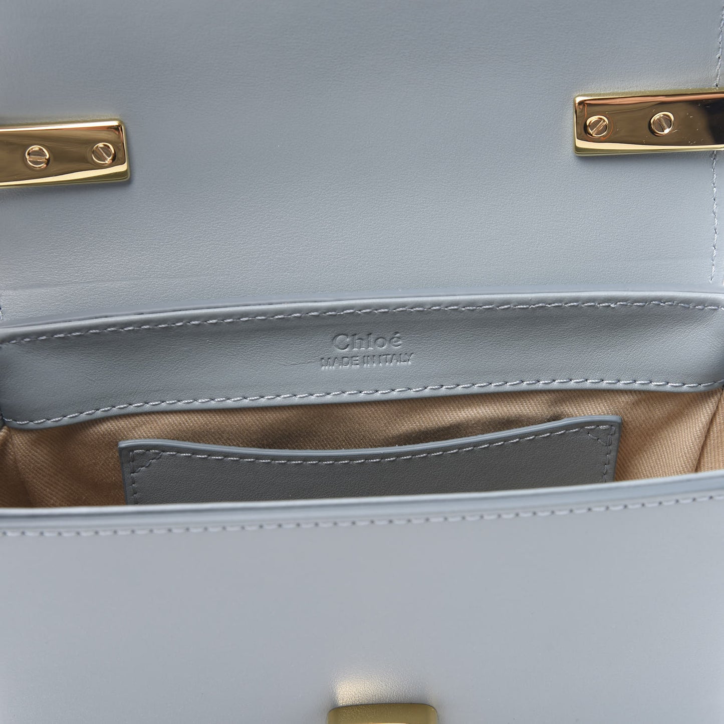 Shiny Calfskin Suede Mini C Double Carry Cloudy Blue
