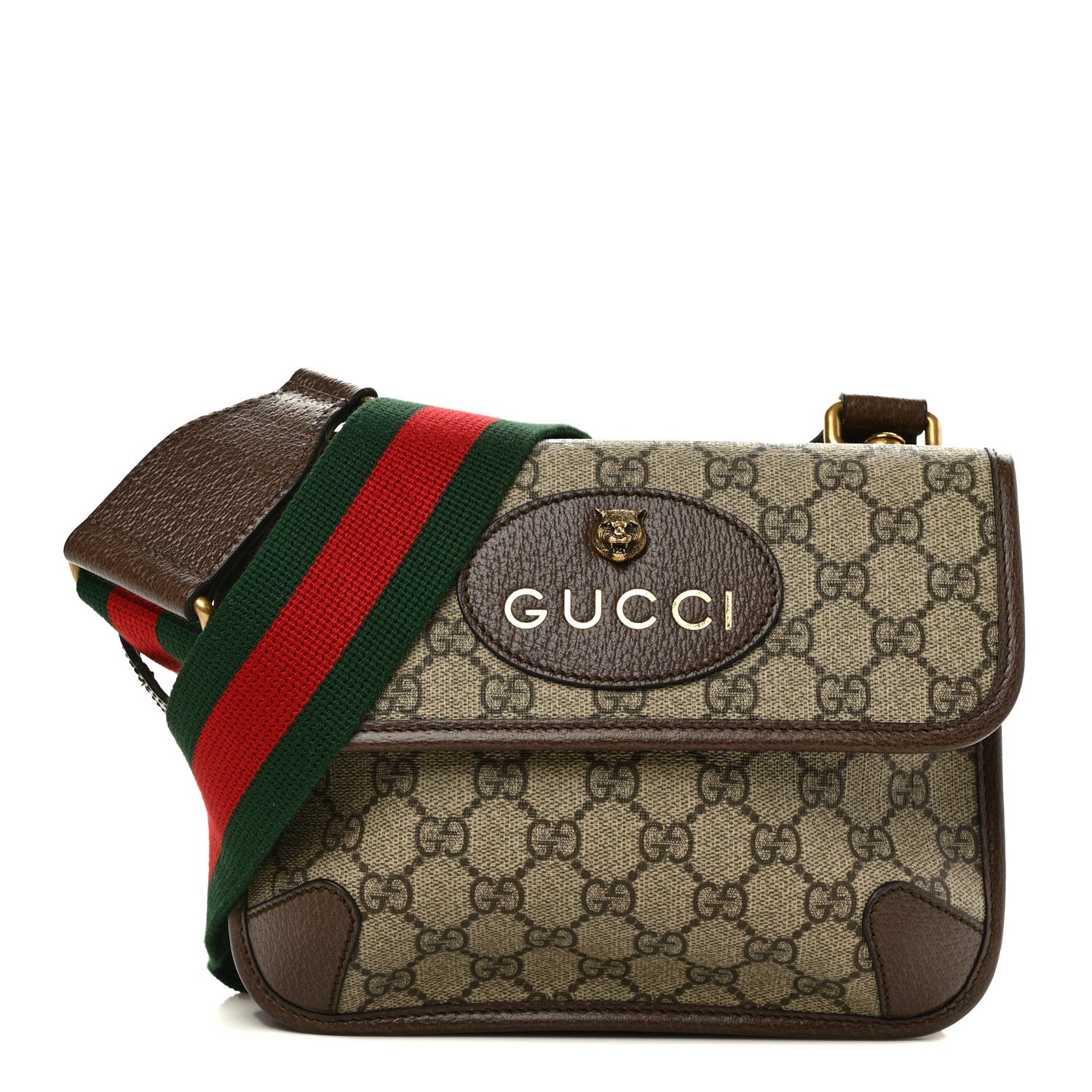 Gucci GG Supreme Monogram Web Small Neo Vintage Double Flap Messenger Bag Beige New Acero 1 of 10
