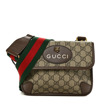 Gucci GG Supreme Monogram Web Small Neo Vintage Double Flap Messenger Bag Beige New Acero 1 of 10