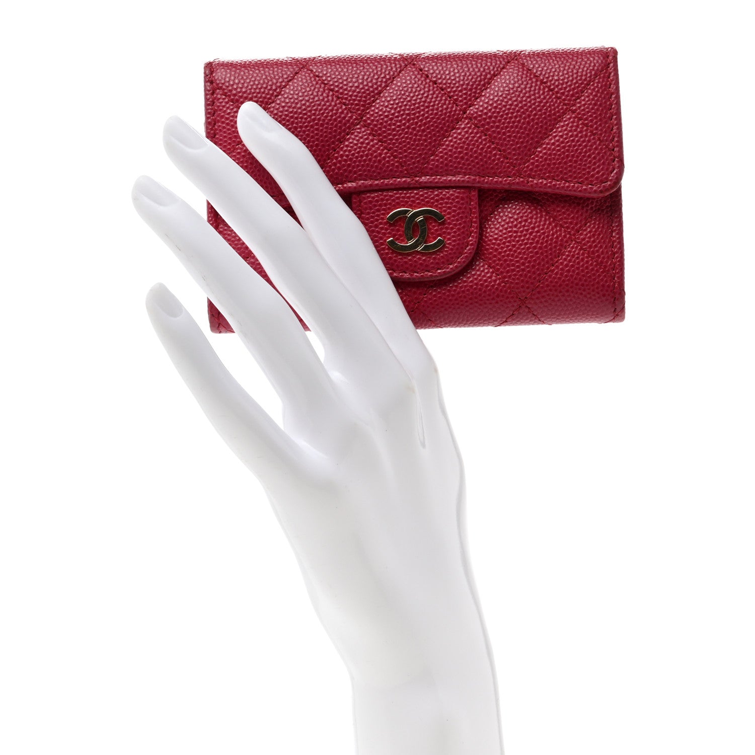 Chanel Caviar Quilted Flap Card Holder Wallet Dark Pink 2 of 9
