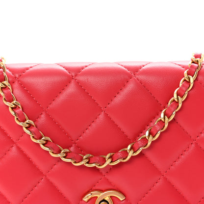 Chanel Lambskin Quilted CC Pearl Crush Wallet on Chain WOC Red 9 of 12