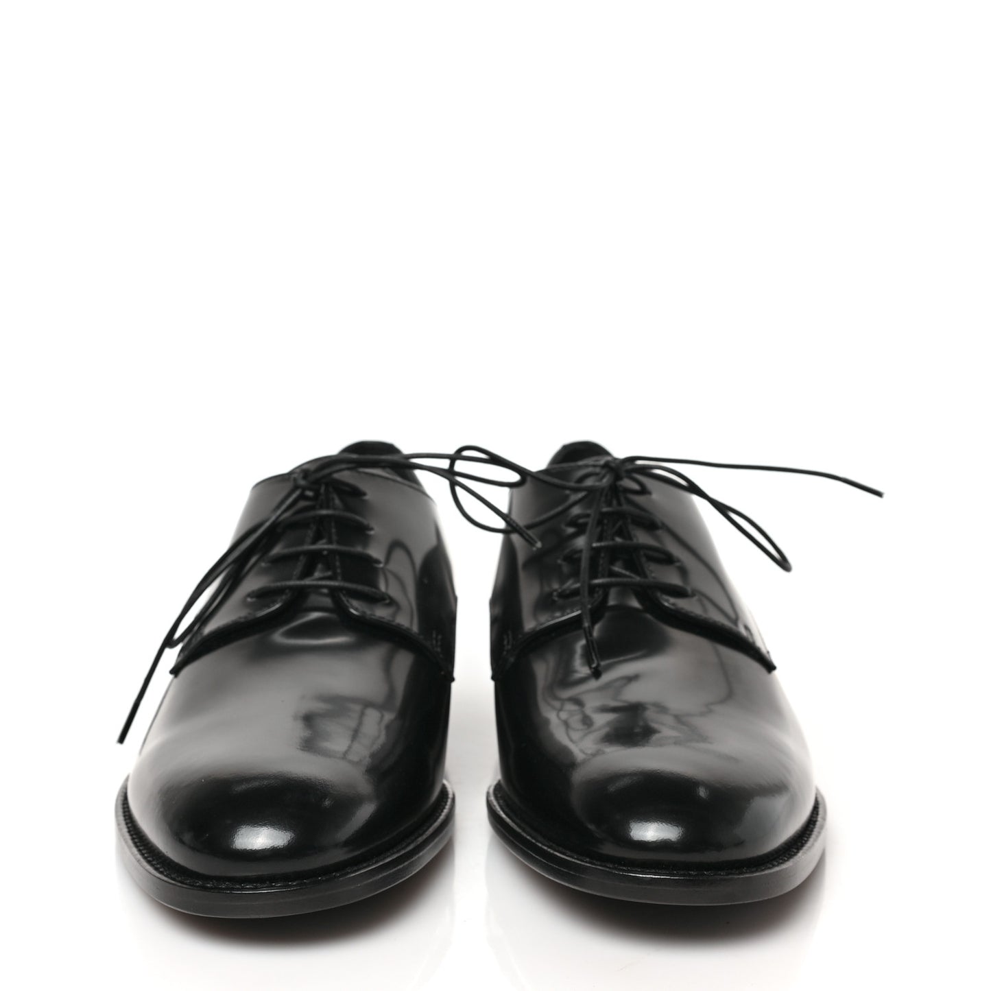 Shiny Calfskin Womens Derby Shoe 38 Black