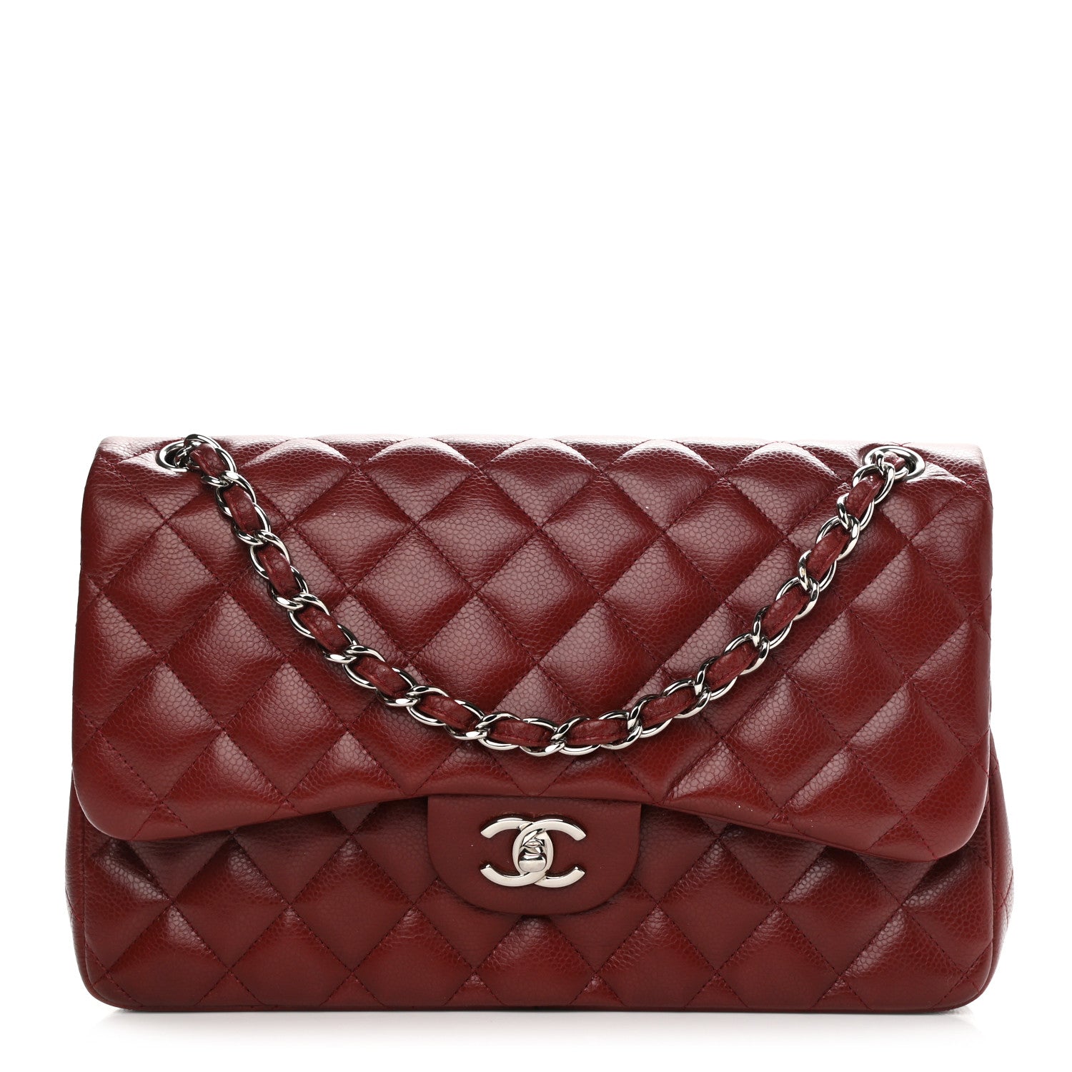 Chanel Caviar Quilted Jumbo Double Flap Burgundy 1 of 11