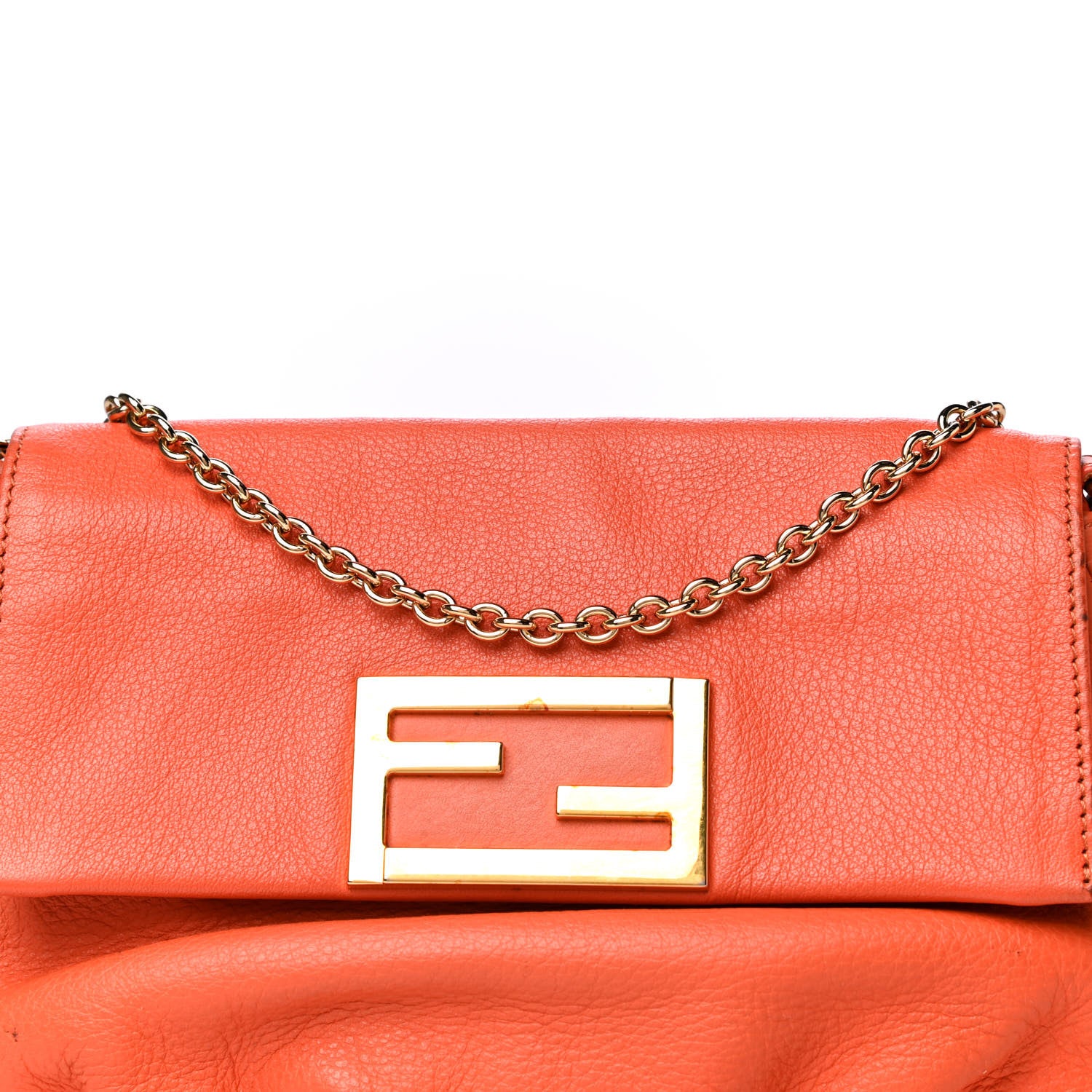 Fendi Vitello Flamingo Fendista Pouchette Crossbody Arancio 7 of 16