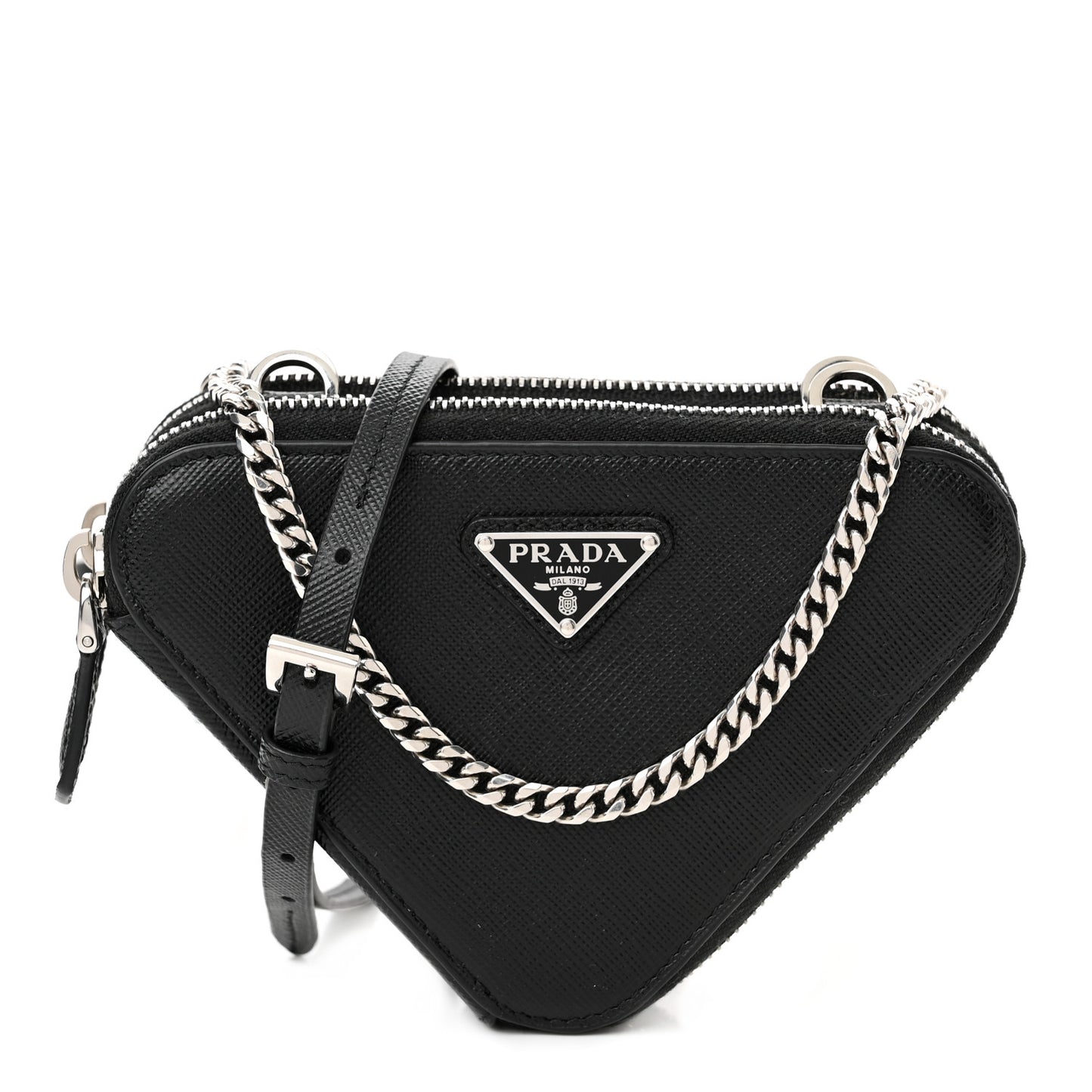Saffiano Mini Triangle Crossbody Pouch Black