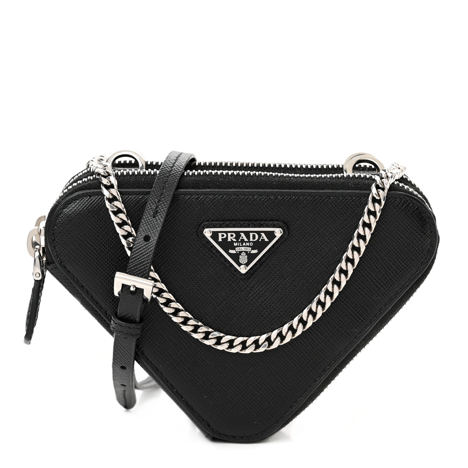 Prada Saffiano Mini Triangle Crossbody Pouch Black 1 of 10