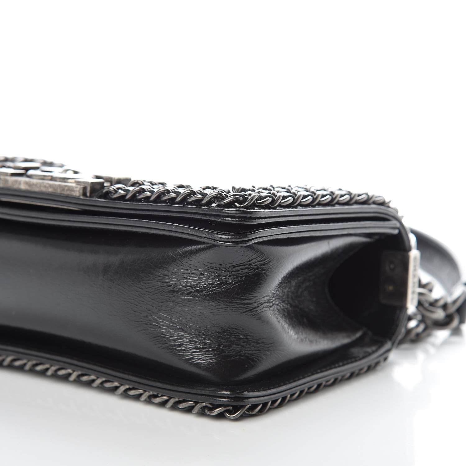 Chanel Glazed Calfskin Quilted Small Boy Chained Flap Black 9 of 10