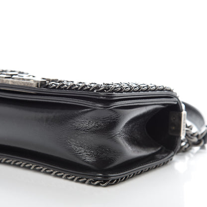 Chanel Glazed Calfskin Quilted Small Boy Chained Flap Black 9 of 10
