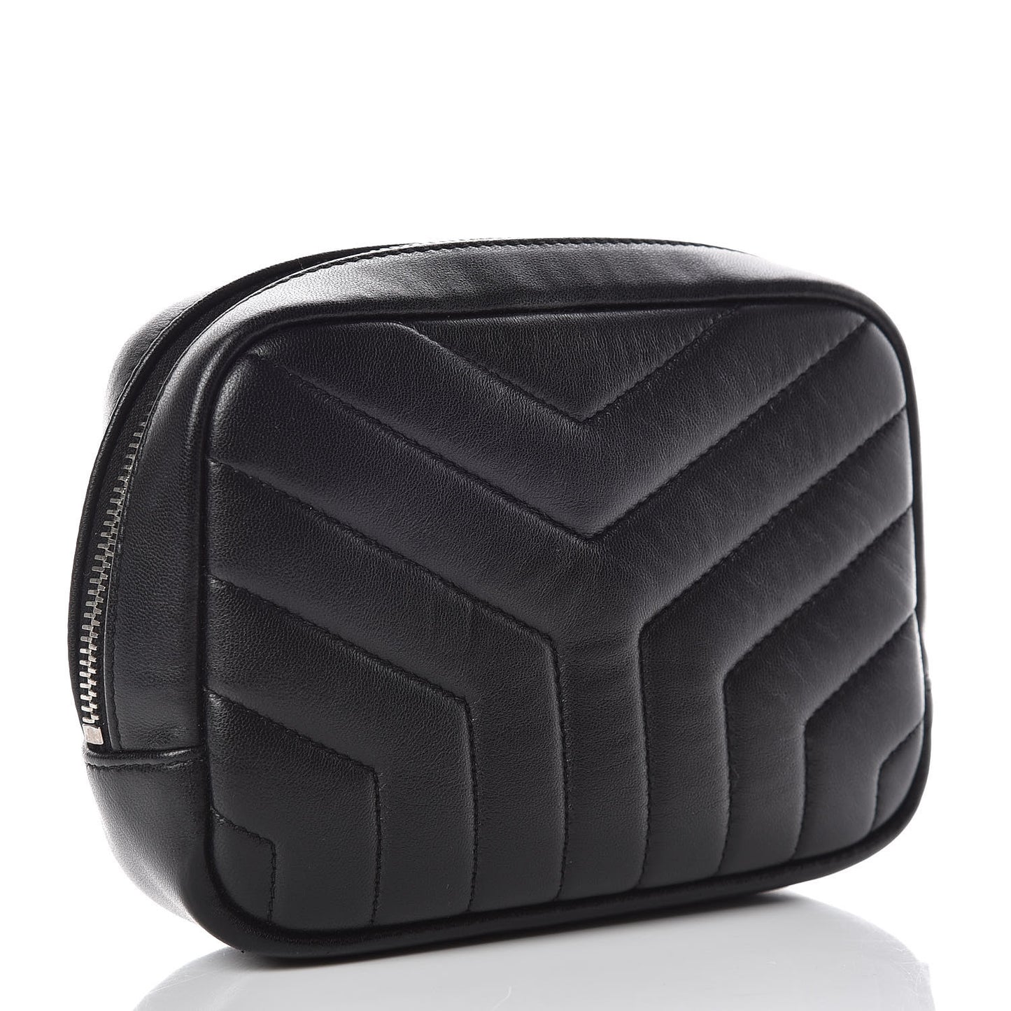 Lambskin Y Quilted Monogram Loulou Cosmetic Case Black