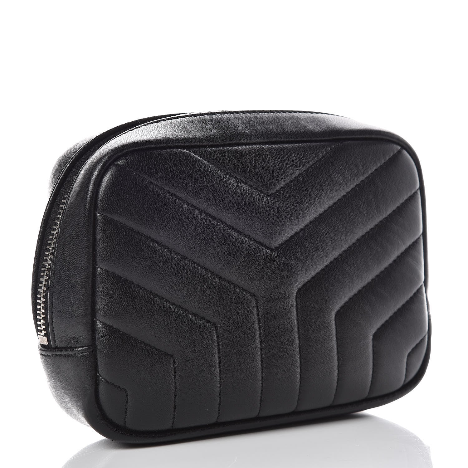 Saint Laurent Lambskin Y Quilted Monogram Loulou Cosmetic Case Black 3 of 9
