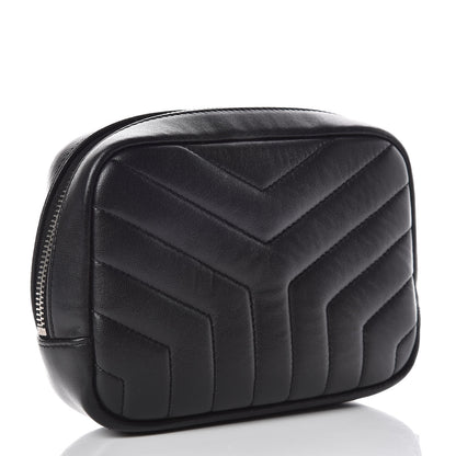 Saint Laurent Lambskin Y Quilted Monogram Loulou Cosmetic Case Black 3 of 9