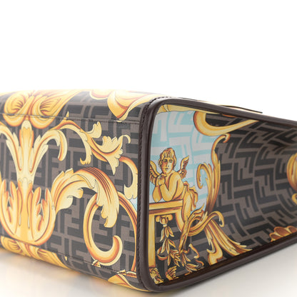 Fendi X VERSACE Calfskin Plexiglass Fendace FF Baroque Print Medium Fendi Sunshine Shopper Tote Gold Multicolor 10 of 11