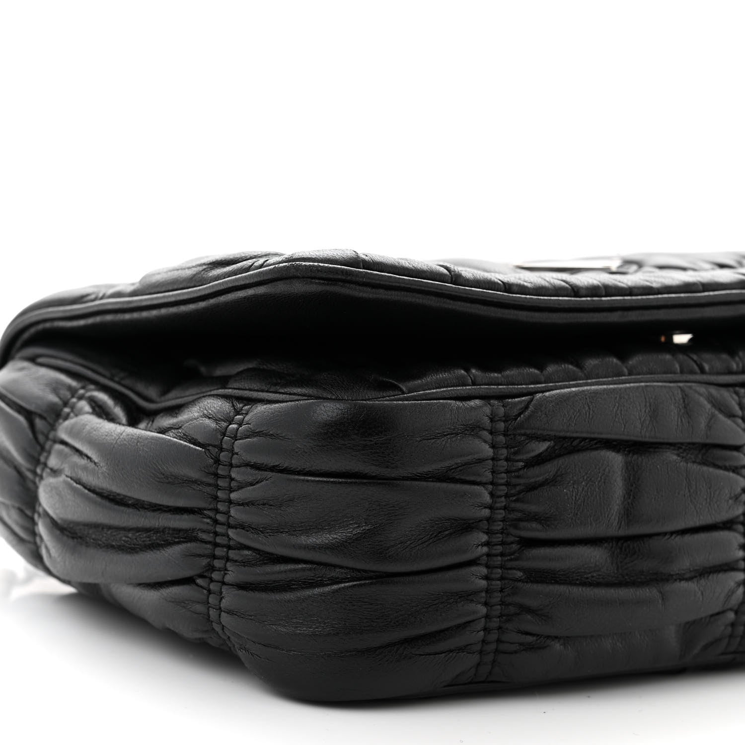 Prada Nappa Gaufre Flap Shoulder Bag Black 8 of 9