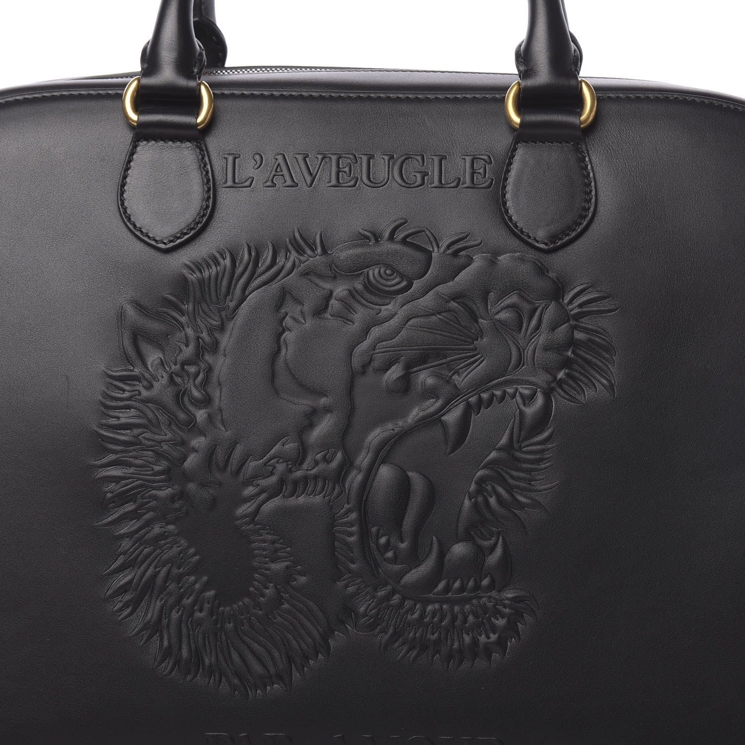 Gucci Calfskin Embossed L'Aveugle Par Amour Duffle Black 8 of 11