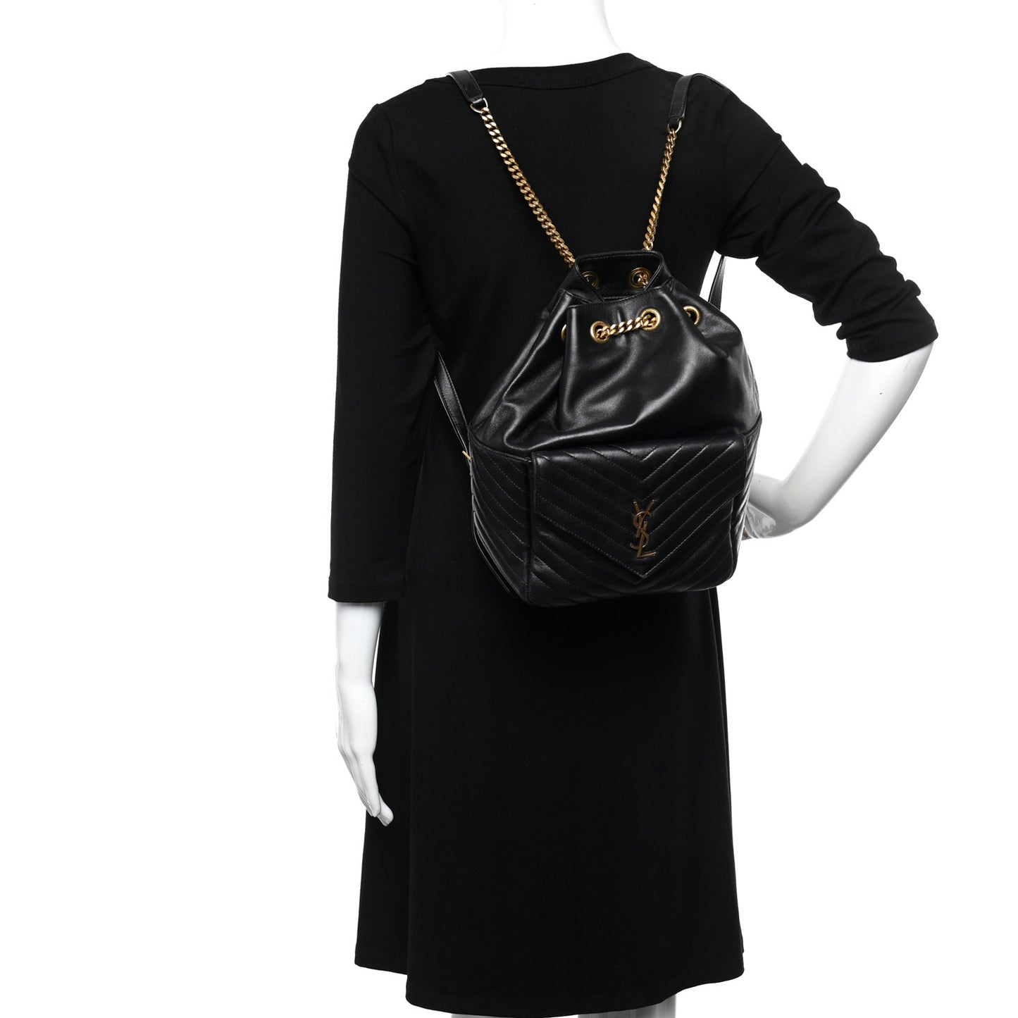 Lambskin Matelasse Monogram Joe Backpack Black