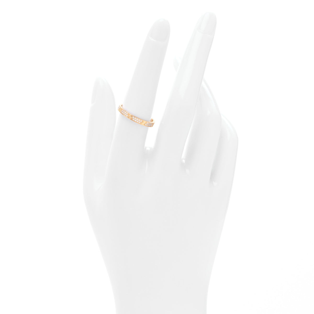 18K Yellow Gold Diamond 2.6mm LOVE Paved Band Ring 55 7.25