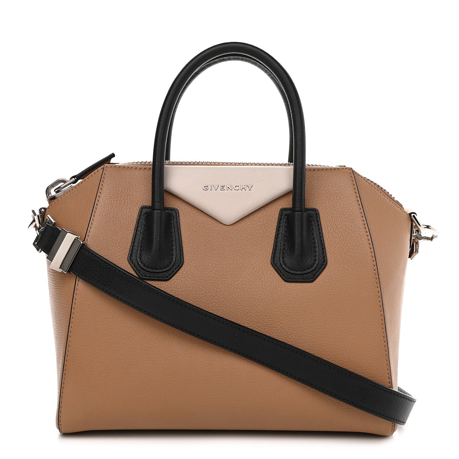 Givenchy Sugar Goatskin Small Tri-Color Antigona Beige Black Brown 1 of 12