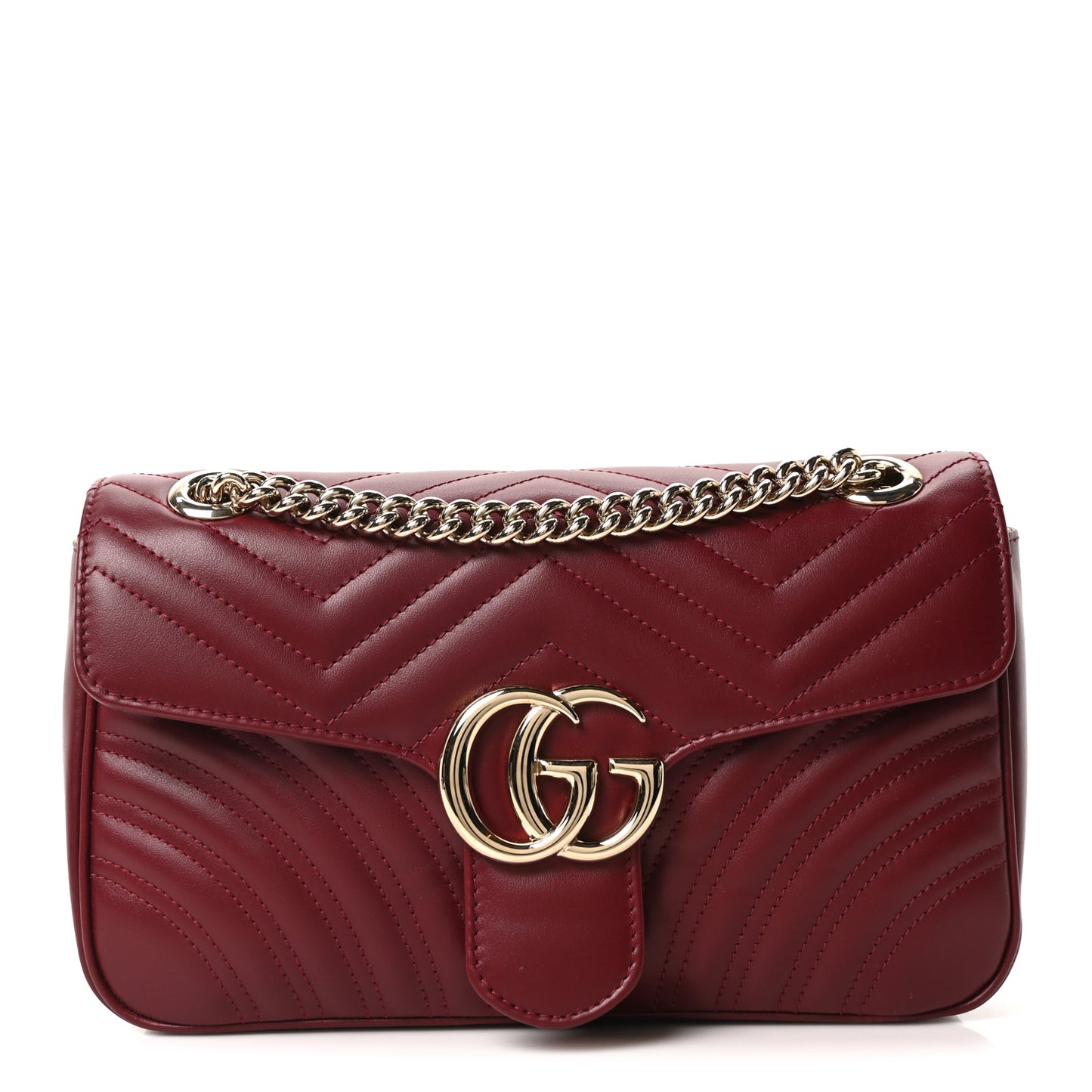 Calfskin Matelasse Small GG Marmont Shoulder Bag Rosso Ancora Red