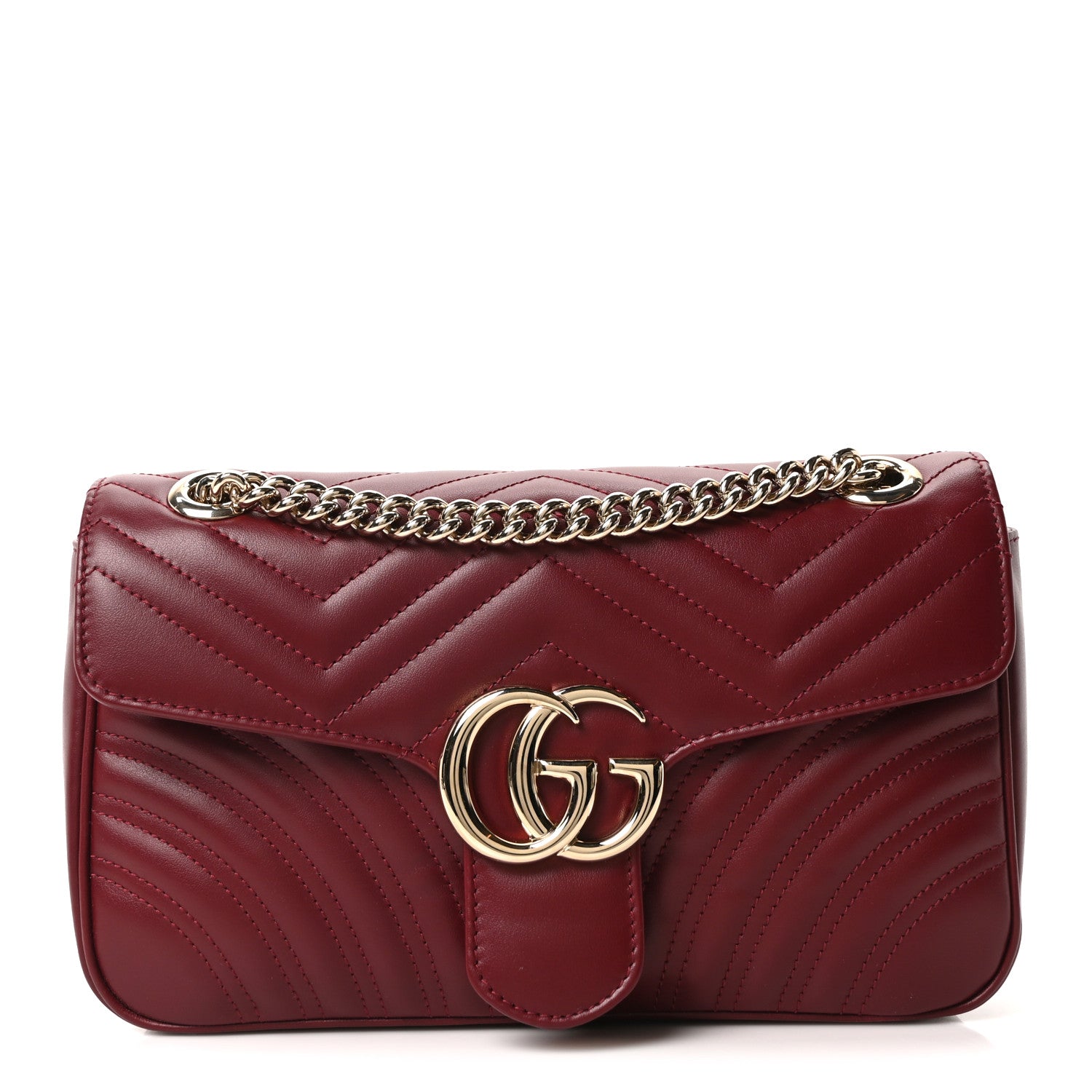 Gucci Calfskin Matelasse Small GG Marmont Shoulder Bag Rosso Ancora Red 1 of 10