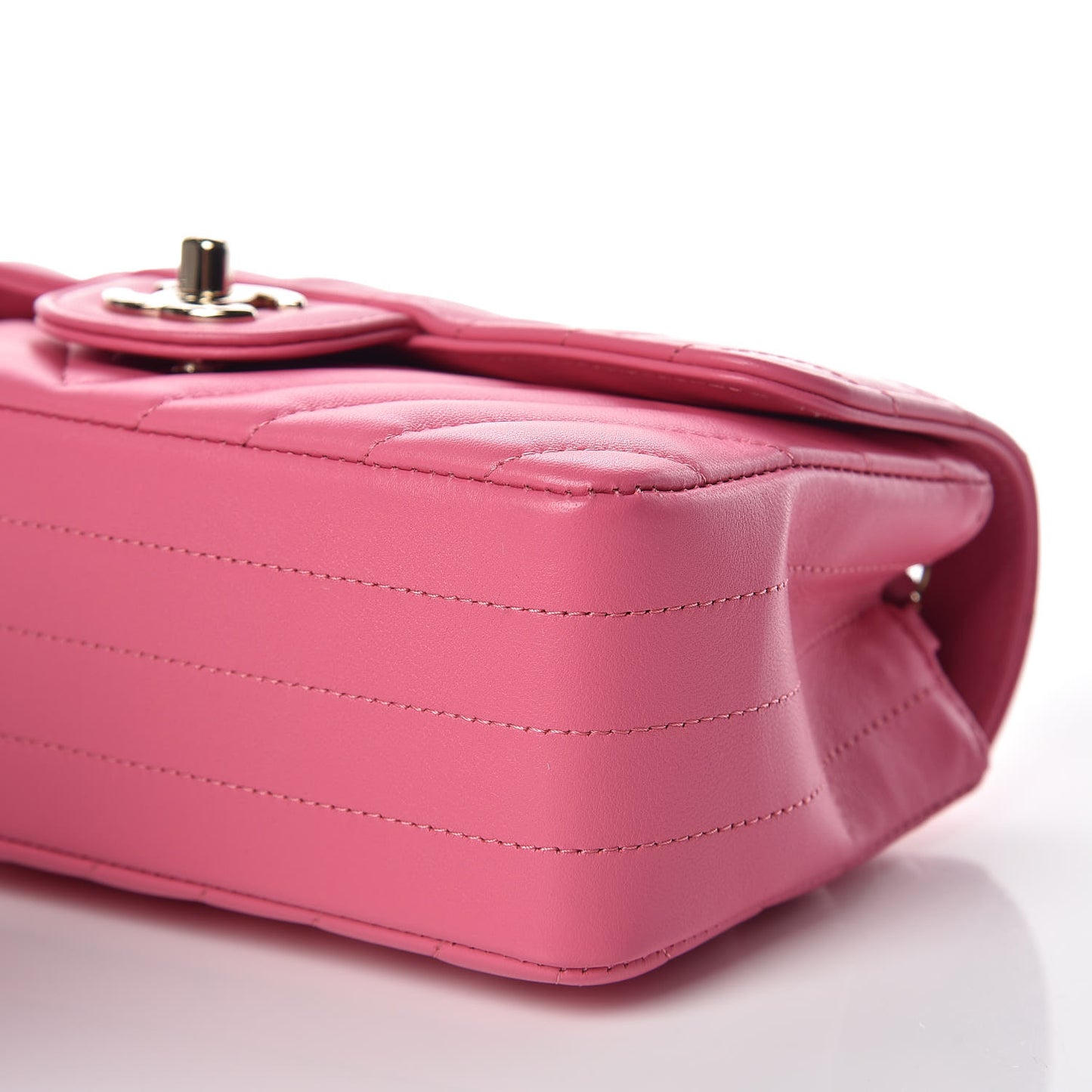 Lambskin Chevron Quilted Mini Rectangular Flap Pink