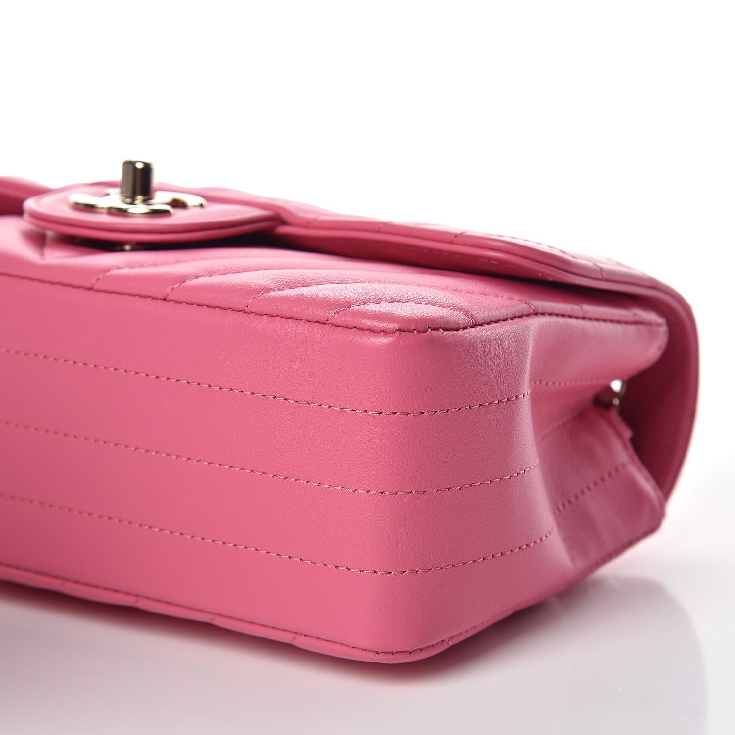 Chanel Lambskin Chevron Quilted Mini Rectangular Flap Pink 9 of 9