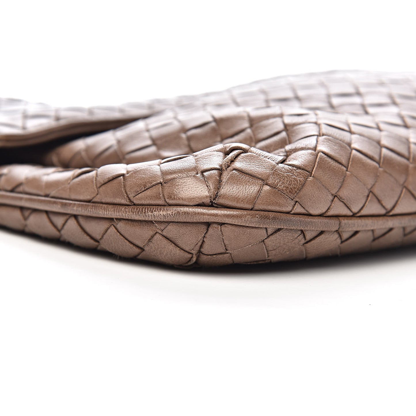 Nappa Intrecciato Flap Clutch Brown Taupe