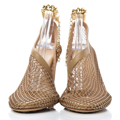 Bottega Veneta Mesh Nappa Chunky Chain Sandals 35 Beige Pony 2 of 10