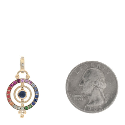 Temple St. Clair 18K Yellow Gold Diamond Sapphire Tsavorite Celestial 3x Orbit Pendant 2 of 3