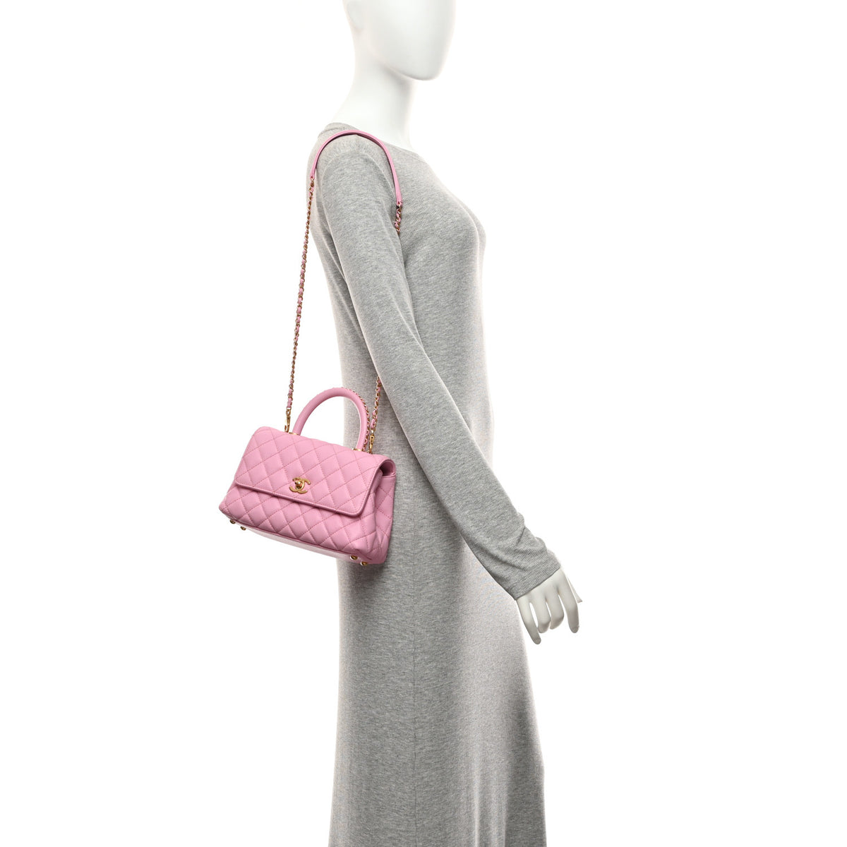 Chanel Caviar Quilted Mini Coco Chain Handle Flap Pink 2 of 10