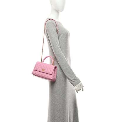 Chanel Caviar Quilted Mini Coco Chain Handle Flap Pink 2 of 10