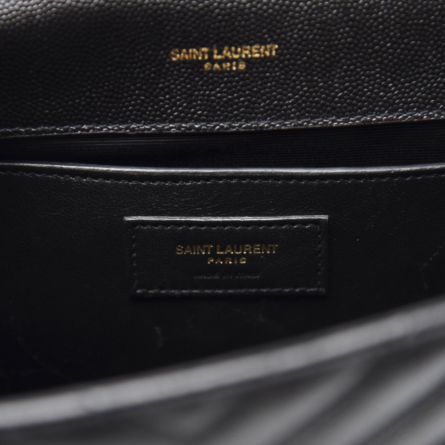 Saint Laurent Grain De Poudre Matelasse Chevron Medium Monogram Satchel Black 6 of 9
