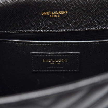 Saint Laurent Grain De Poudre Matelasse Chevron Medium Monogram Satchel Black 6 of 9