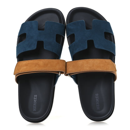 Hermes Suede Goatskin Womens Chypre Sandals 39 Vert Mousse Naturel 6 of 11