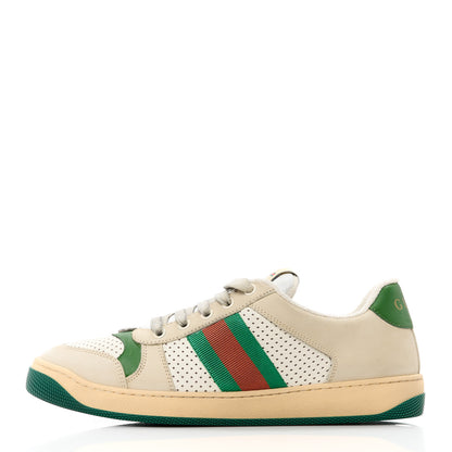 Gucci Nubuck Web Womens Screener Sneakers 40 New Sand Dusty Milk Vintage Green 1 of 12