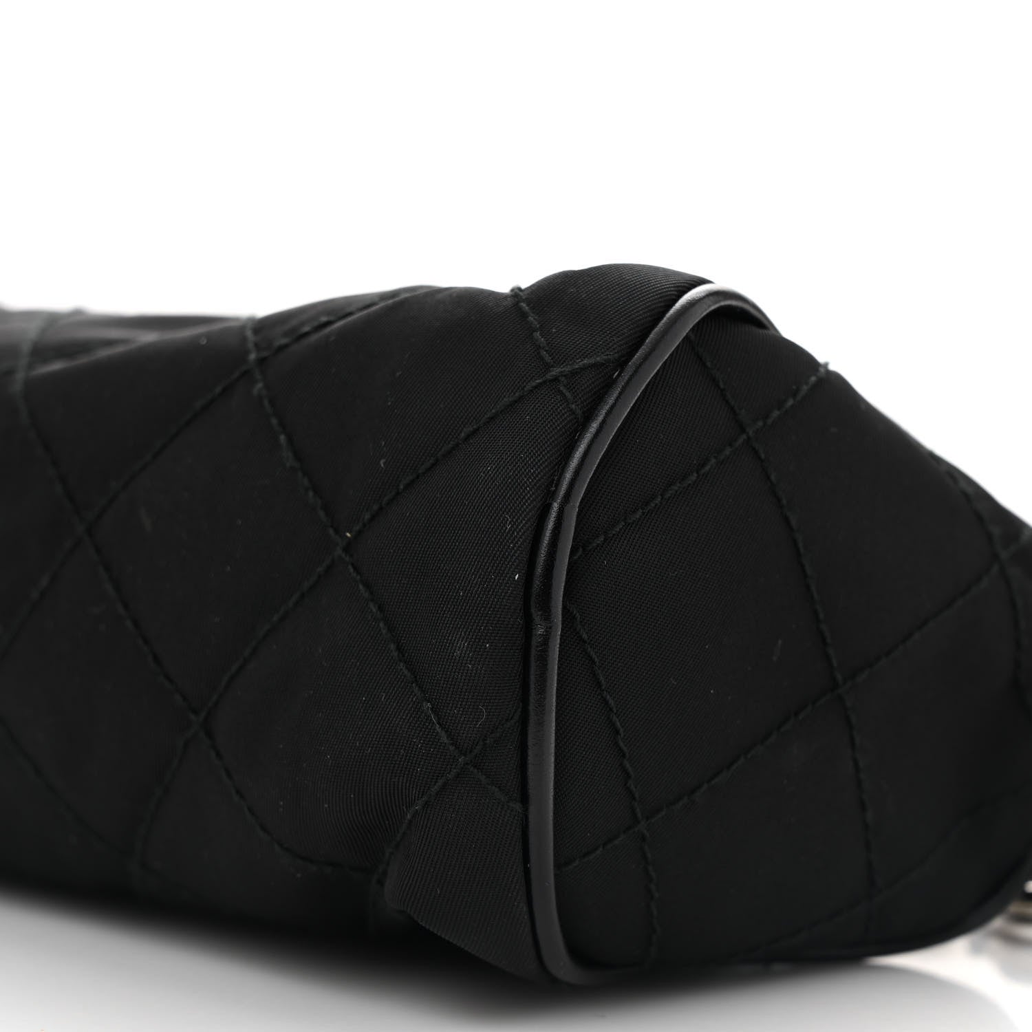 Prada Tessuto Nylon Saffiano Impunturato Quilted Barrel Pochette Black 10 of 14