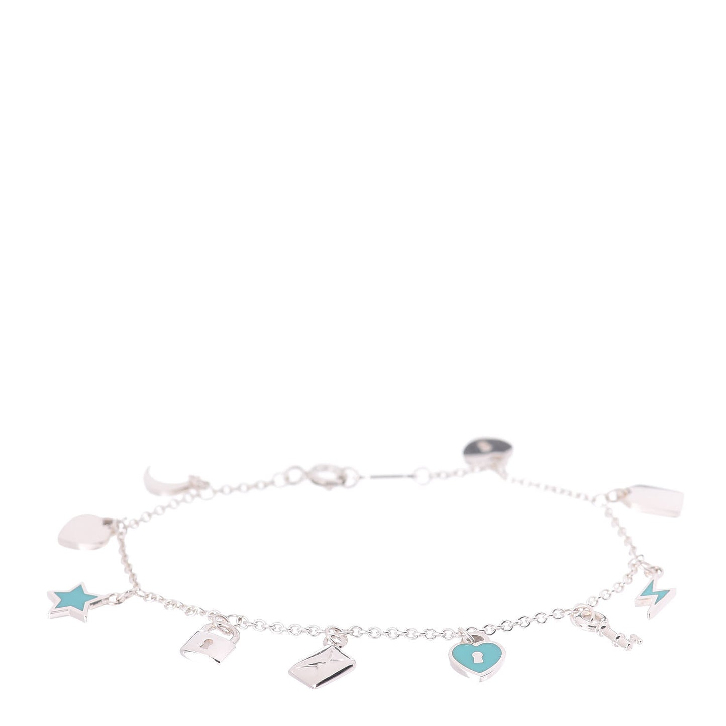 Sterling Silver Enamel Love Notes Charm Bracelet Blue
