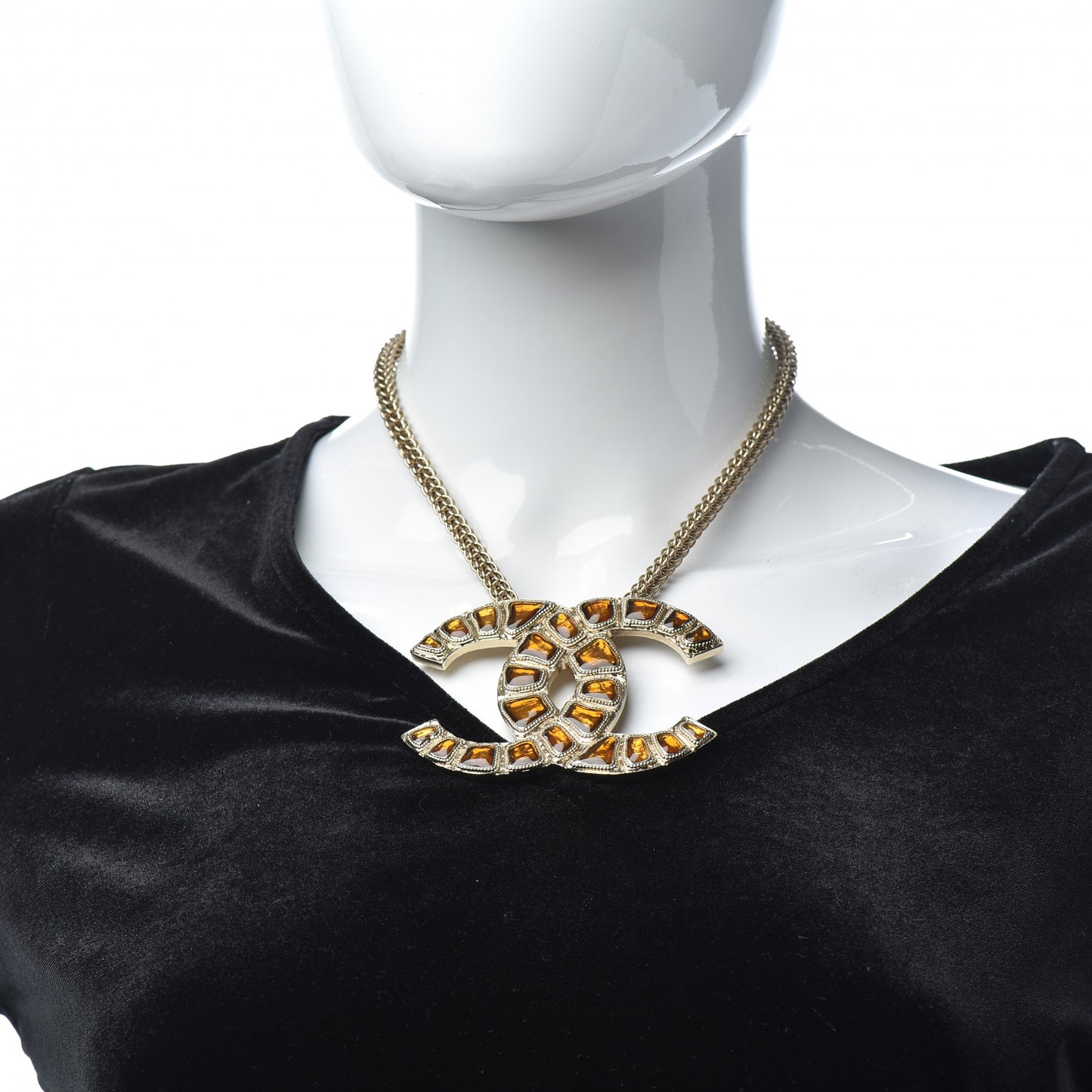Resin Along The Nile CC Pendant Necklace Gold Orange