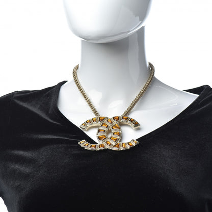 Chanel Resin Along The Nile CC Pendant Necklace Gold Orange 2 of 6