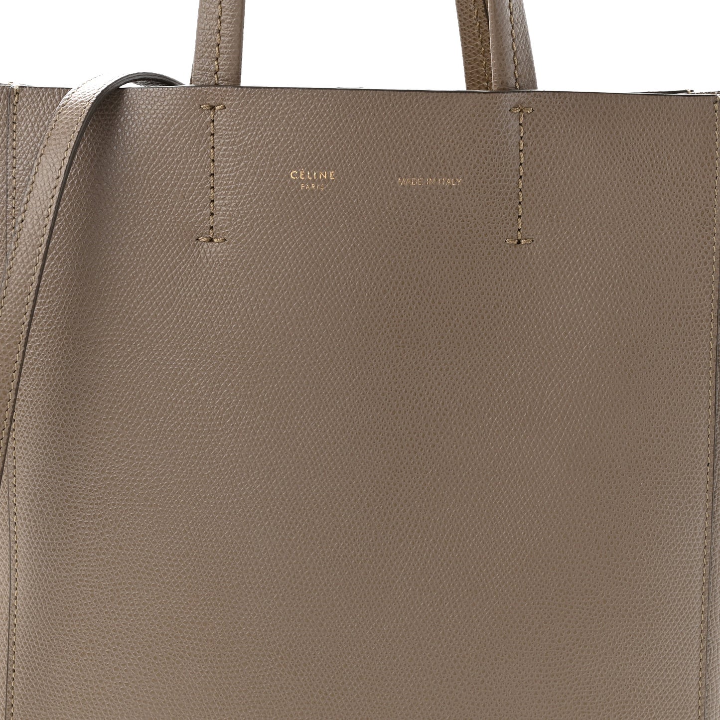 Grained Calfskin Small Vertical Cabas Taupe