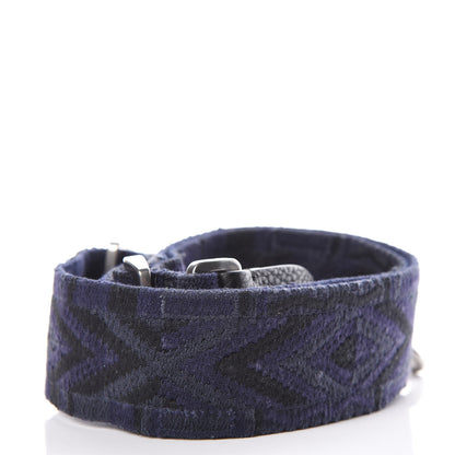 Valentino Garavani Canvas Geometric Embroidered Rockstud Guitar Strap Black Blue 2 of 3