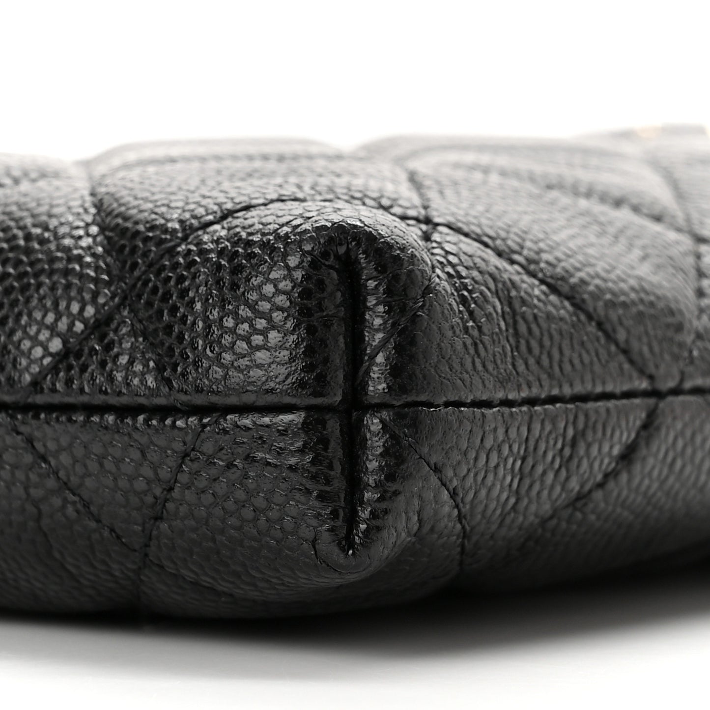 Caviar Quilted French New Wave Phone Holder With Chain Black