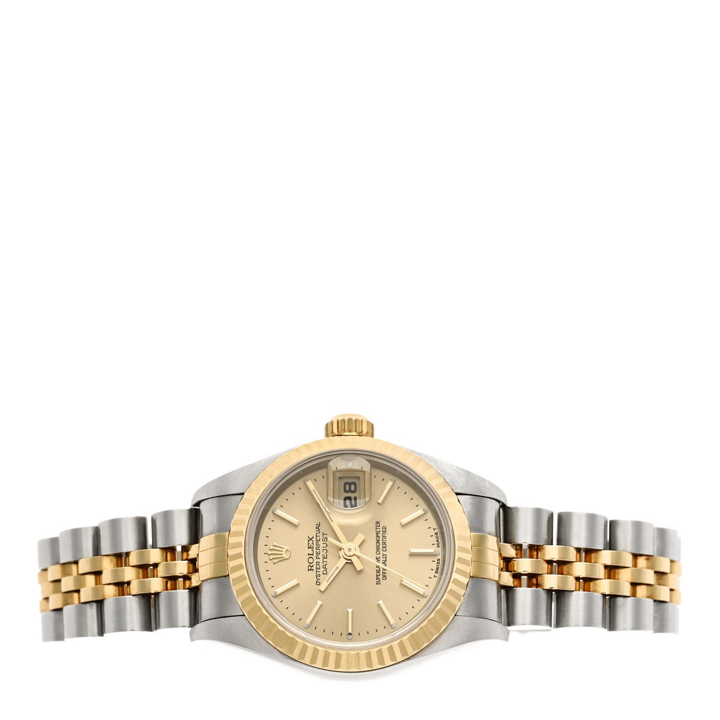 Stainless Steel 18K Yellow Gold 26mm Oyster Perpetual Datejust Watch Champagne 79173
