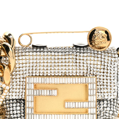 Fendi X VERSACE Crystal Fendace Nano Brooch Baguette Gold Silver 8 of 11