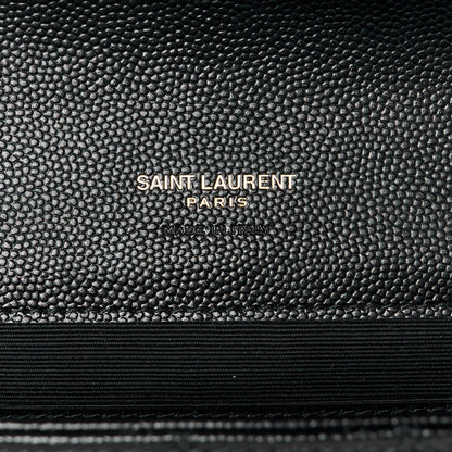 Saint Laurent Grain De Poudre Textured Mixed Matelasse Triquilt Monogram Clutch Black 6 of 10