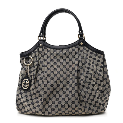 Gucci Monogram Calfskin Large Sukey Tote Navy 1 of 13