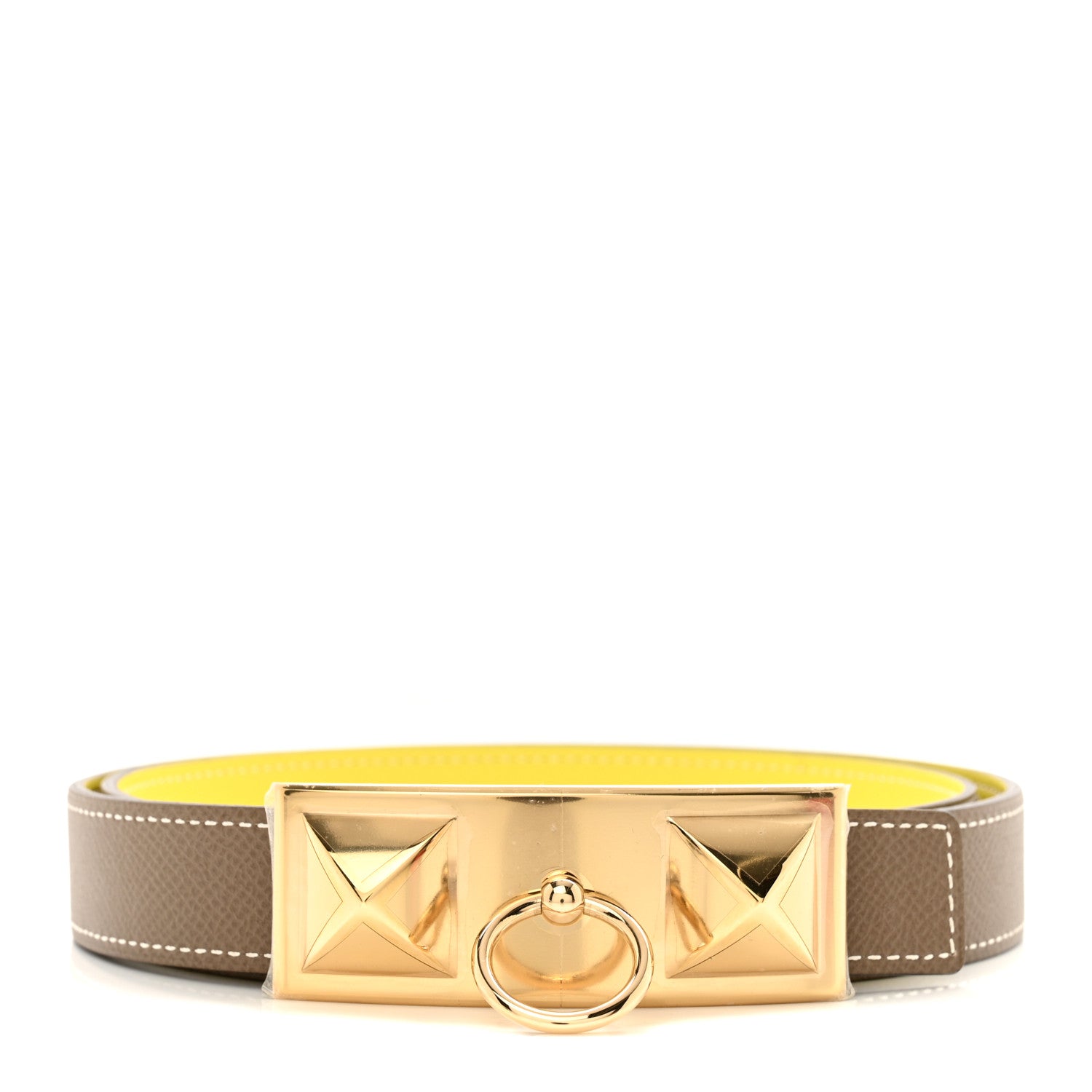 Hermes Swift Epsom 24mm Sydney Belt 85 34 Etoupe Lime 1 of 5
