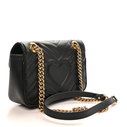 Gucci Calfskin Matelasse Mini GG Marmont Shoulder Bag Black 3 of 11