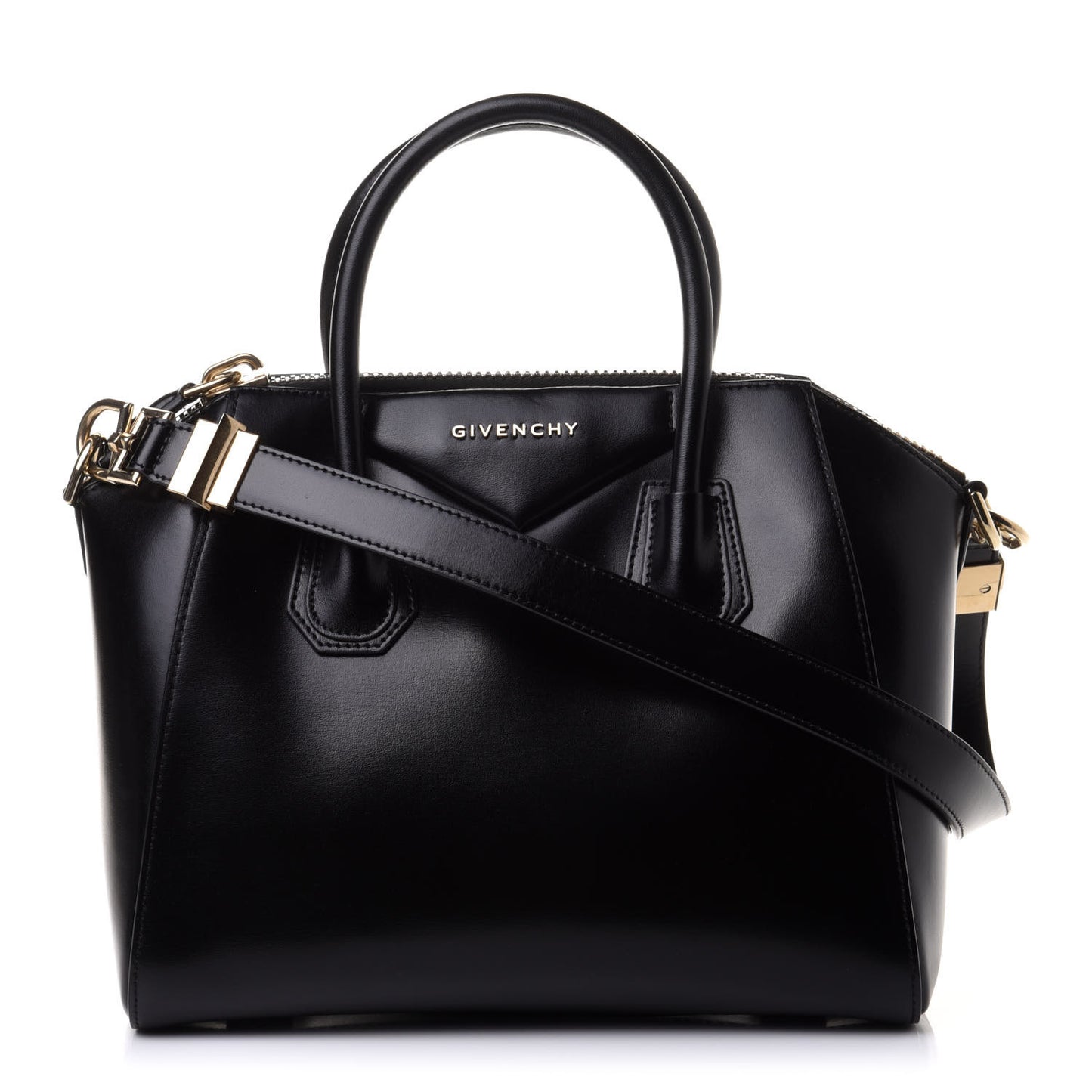 Shiny Lord Calfskin Small Antigona Black