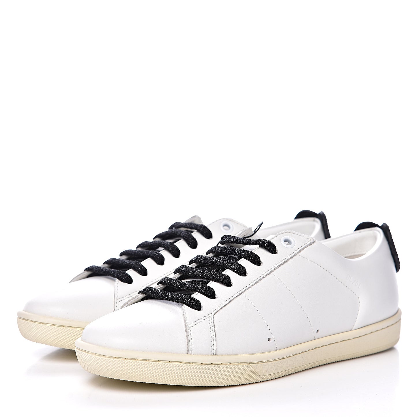 Calfskin Glitter Signature Court Lips Sneakers 36 Optic White