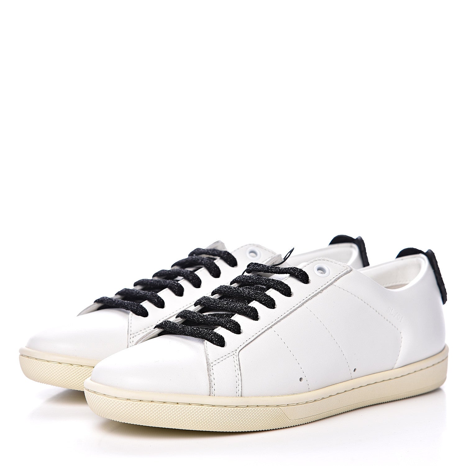 Saint Laurent Calfskin Glitter Signature Court Lips Sneakers 36 Optic White 3 of 10